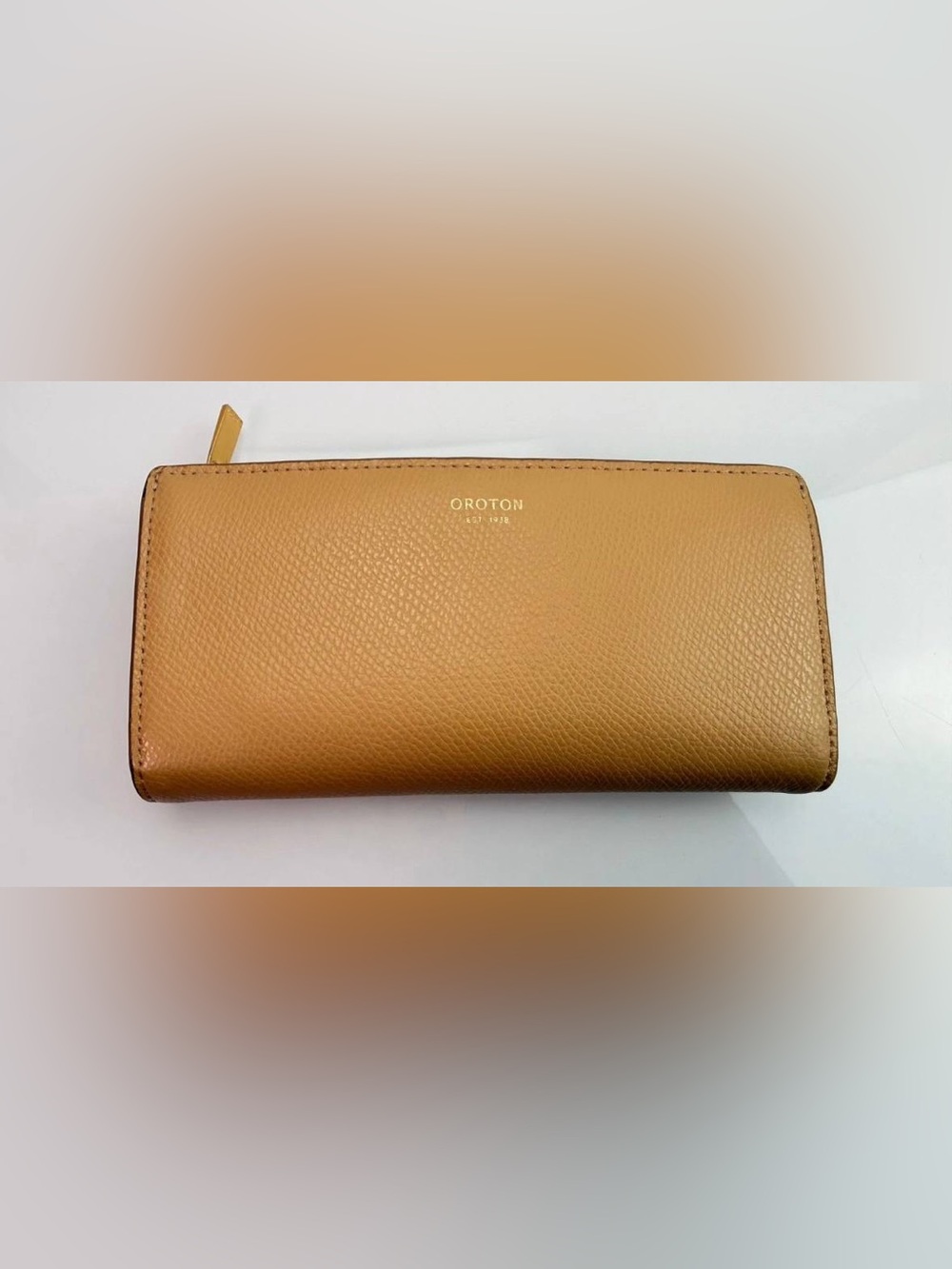 Rare Vintage Oroton Cloth Pattern Leather Wallet Card Holder Zip Pocket